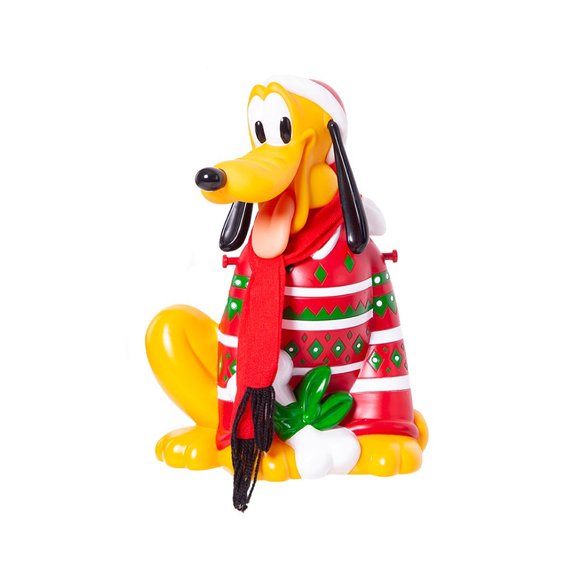 Disney Parks Pluto Christmas Popcorn Bucket Red Sweater Santa Hat Lanyard  littl - Picture 4 of 13